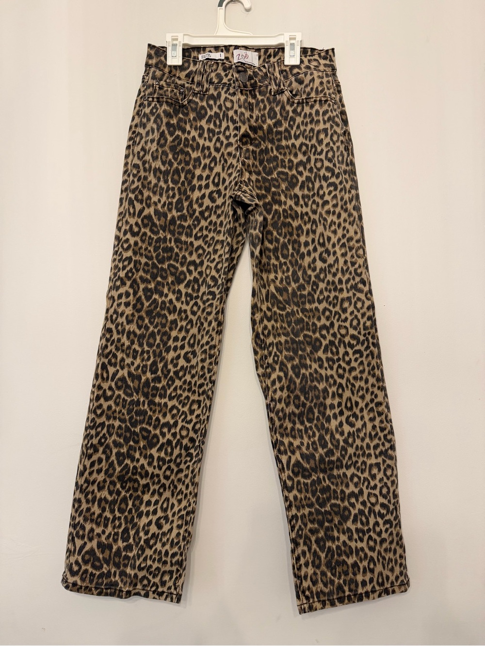 Leopard Print Wide Leg Jeans - Brown